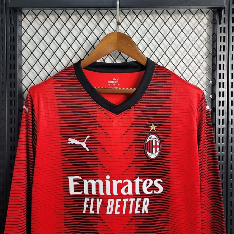 2023/2024 Long Sleeve AC Milan Home Football Shirt 1:1 Thai Quality