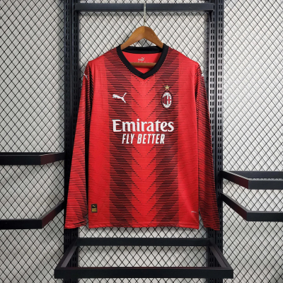 2023/2024 Long Sleeve AC Milan Home Football Shirt 1:1 Thai Quality