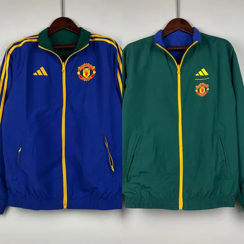 2023/2024 Manchester United Reversible WindbreakerBlue-GreenSoccer Jersey 1:1 Thai Quality