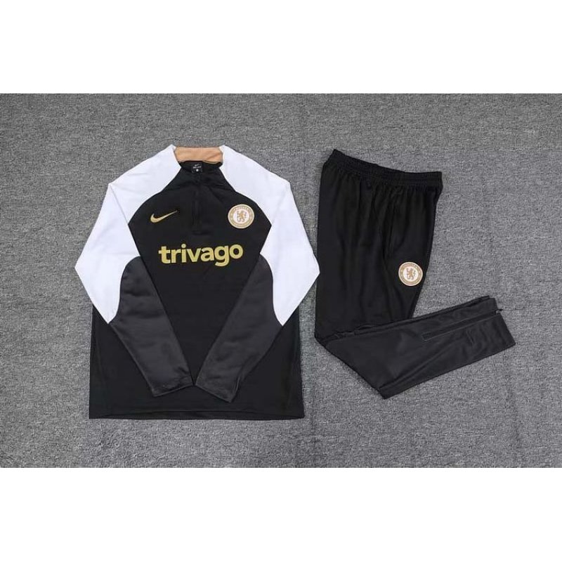 2023/2024 Chelsea Half-Pull Training Suit Black Football Shirt 1:1 Thai Quality Set