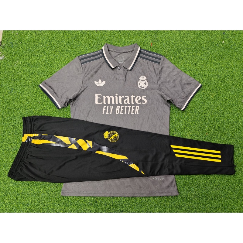 Adult Set 2024-2025 Real Madrid 2nd Tracksuit （Black Pants） 1:1 Thai Quality