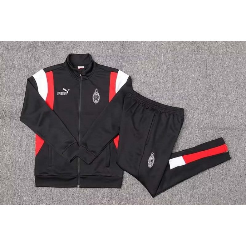 2023/2024 AC Milan Long Zipped Jacket Black Soccer Jersey 1:1 Thai Quality Set
