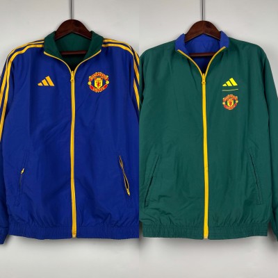 2023/2024 Manchester United Reversible WindbreakerBlue-GreenSoccer Jersey 1:1 Thai Quality