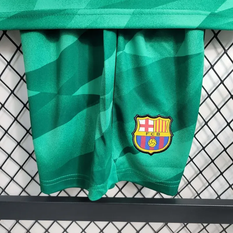 2023/2024 Barcelona Goalkeeper Green Soccer Shirt 1:1 Thai Quality Kids Size