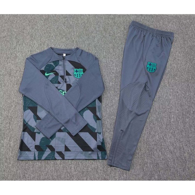 2023/2024 Barcelona Half-Pull Training Suit Gray Jersey Set