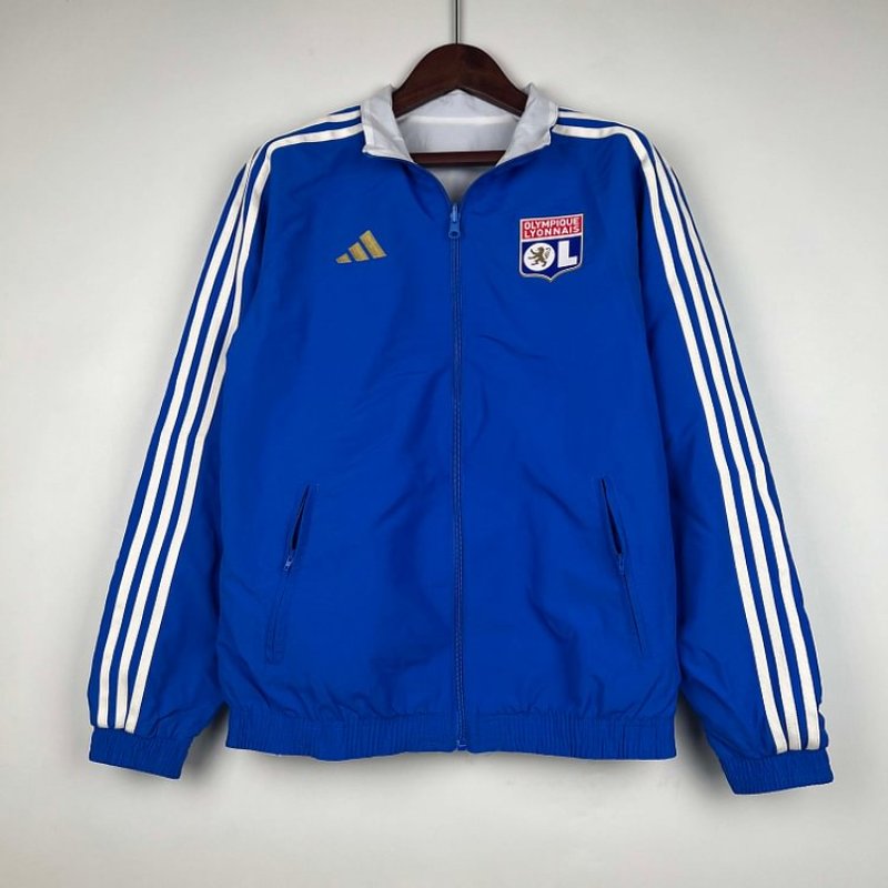 2023/2024 Lyon Reversible WindbreakerBlue-whiteSoccer Jersey 1:1 Thai Quality