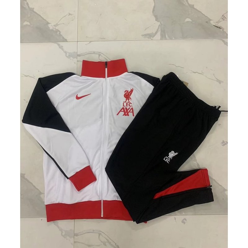 Kids Liverpool 2024/2025 Long Pull Tracksuit White