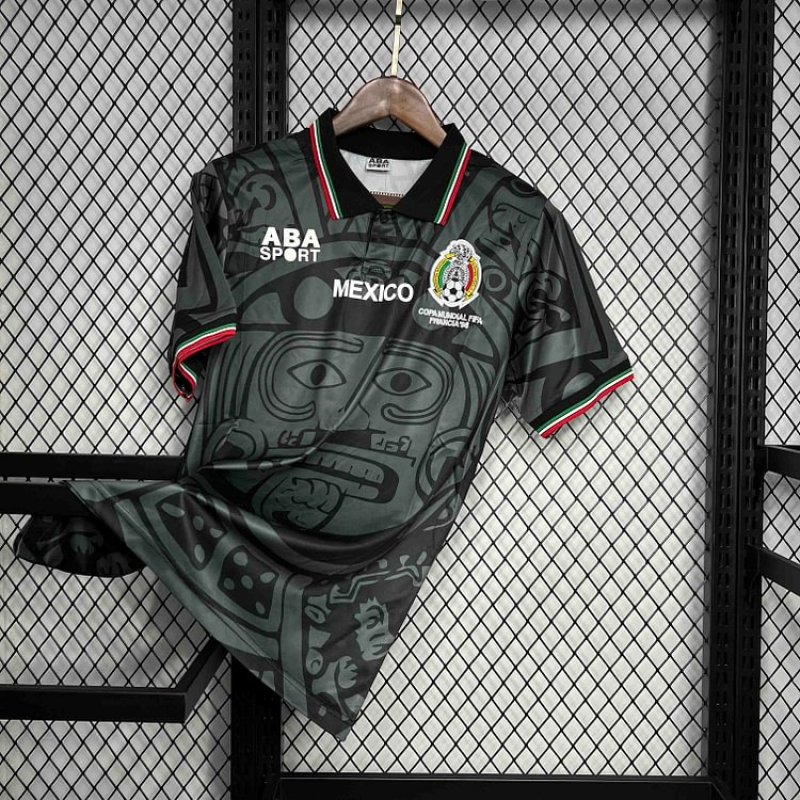 1998 Retro Mexico Soccer Jersey Black Away