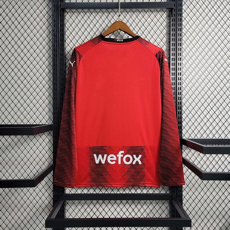 2023/2024 Long Sleeve AC Milan Home Football Shirt 1:1 Thai Quality