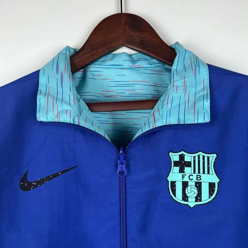 2023/2024 Barcelona Reversible Windbreaker Blue Soccer Jersey 1:1 Thai Quality