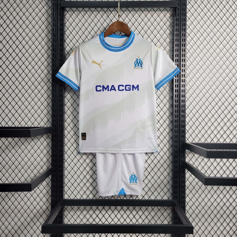 2023/2024 Olympique de Marseille Home  Football Shirt 1:1 Thai Quality Kids Size