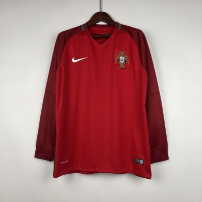 2016 Retro Long Sleeve Portugal Home Football Shirt 1:1 Thai Quality