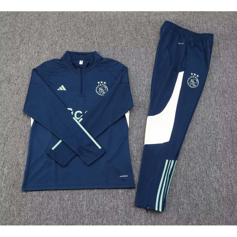 2023/2024 Ajax Half-Pull Training Suit Royal blue Football Shirt 1:1 Thai Quality Set