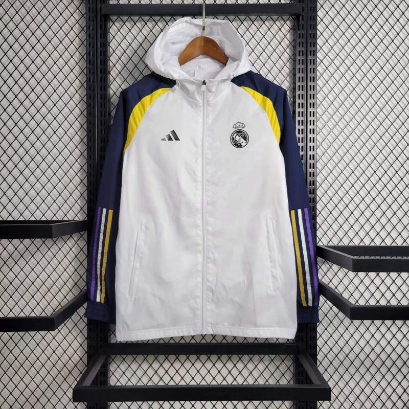 2023/2024 Real Madrid Windbreaker Hooded Jersey White