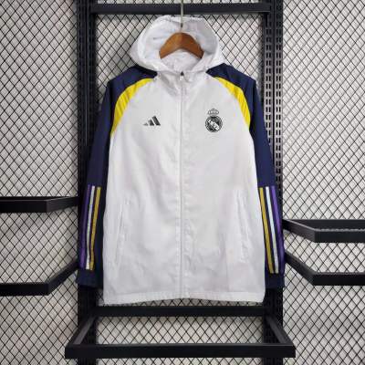 2023/2024 Real Madrid Windbreaker Hooded Jersey White