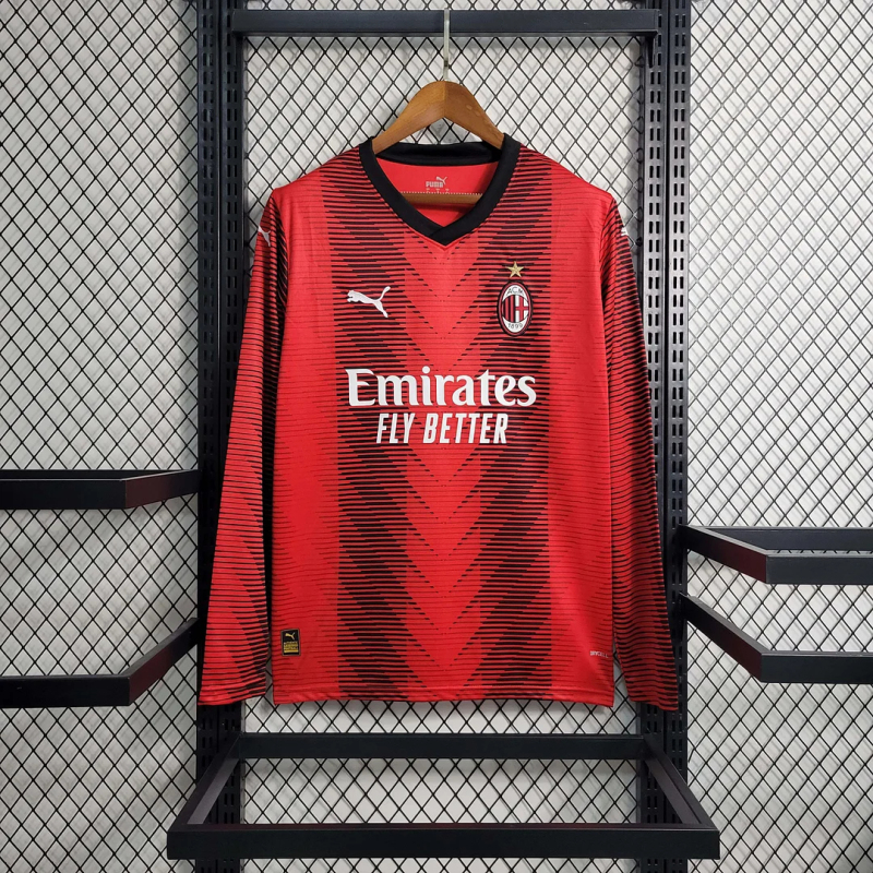 2023/2024 Long Sleeve AC Milan Home Football Shirt 1:1 Thai Quality