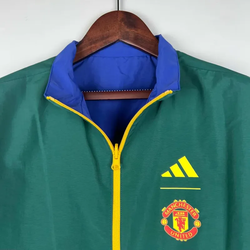 2023/2024 Manchester United Reversible WindbreakerBlue-GreenSoccer Jersey 1:1 Thai Quality