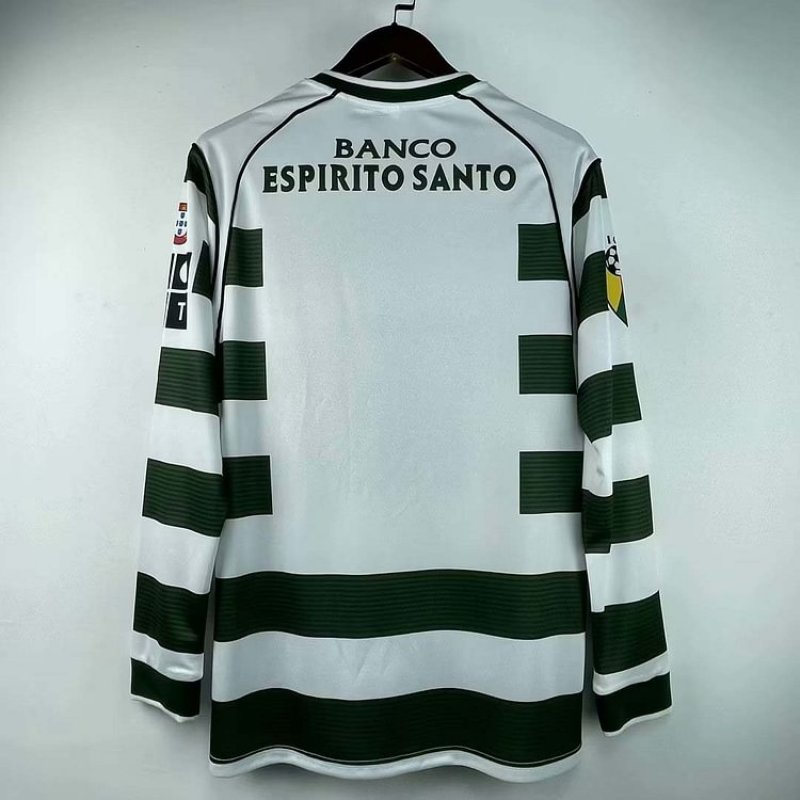 2001/2003 Retro Long Sleeve Sporting Lisbon Home Football Shirt 1:1 Thai Quality