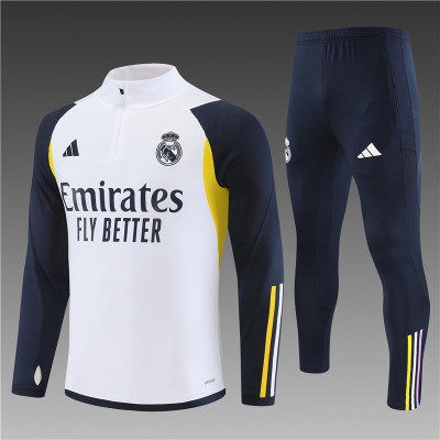 2023/2024 Real Madrid Half-Pull Training Suit White Football Shirt 1:1 Thai Quality