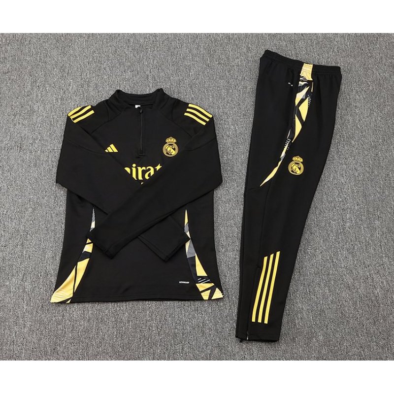 24/25 Real Madrid half-pulled training suit Black Jersey
