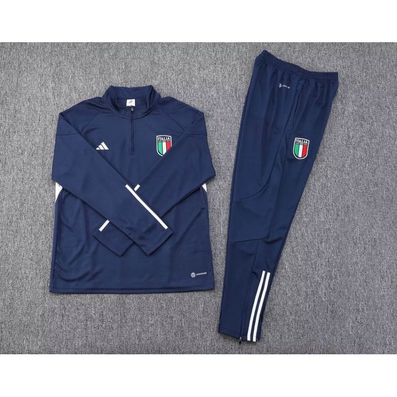 2023 Italy Half-Pull Training Suit Royal Blue Soccer Shirt Set