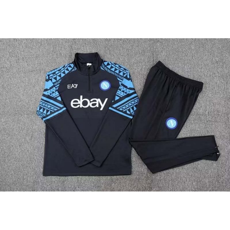2023-2024 Napoli Half-Pull Training Suit Dark blue Football Shirt 1:1 Thai Quality Set