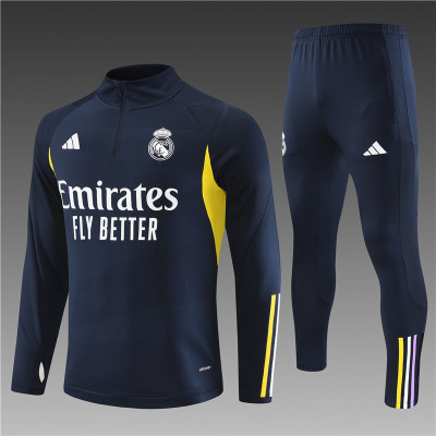 2023/2024 Real Madrid Half-Pull Training Suit Royal Blue Football Shirt 1:1 Thai Quality