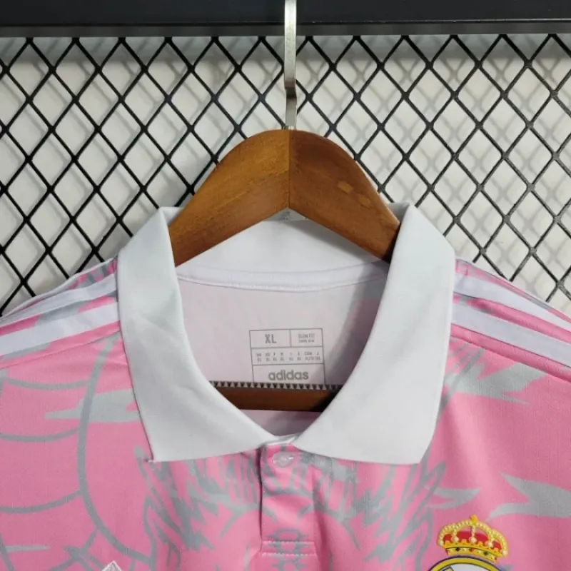 23-24 Real Madrid Chinese Dragon Pink Football Jersey (Pink)