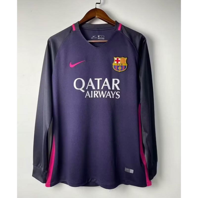 2016/2017 Retro Long Sleeve Barcelona Away Football Shirt 1:1 Thai Quality