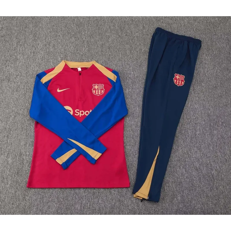 2023/2024 Barcelona Half-Pull Training Suit Red-blue Jersey Set