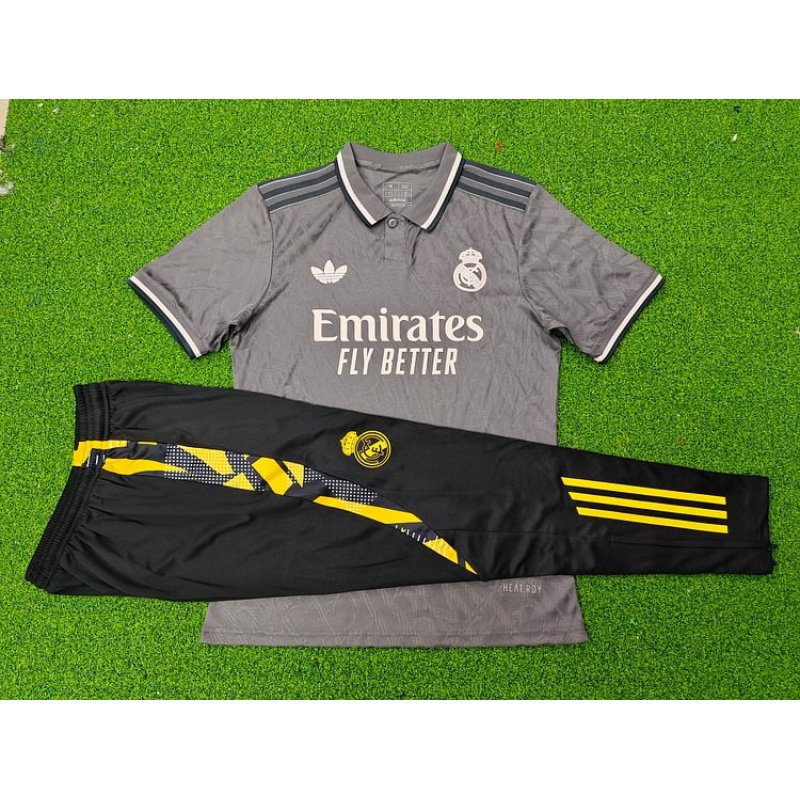 Adult Set 2024-2025 Real Madrid 2nd Tracksuit （Black Pants） 1:1 Thai Quality