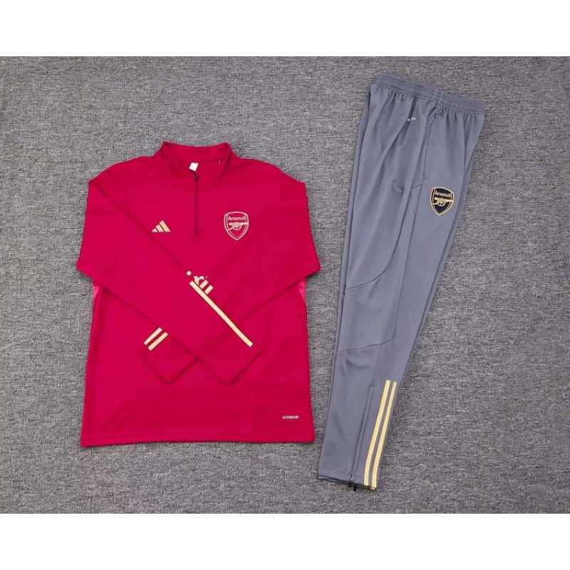2023/2024 Arsenal Half-Pull Training Suit Red Football Shirt 1:1 Thai Quality Set