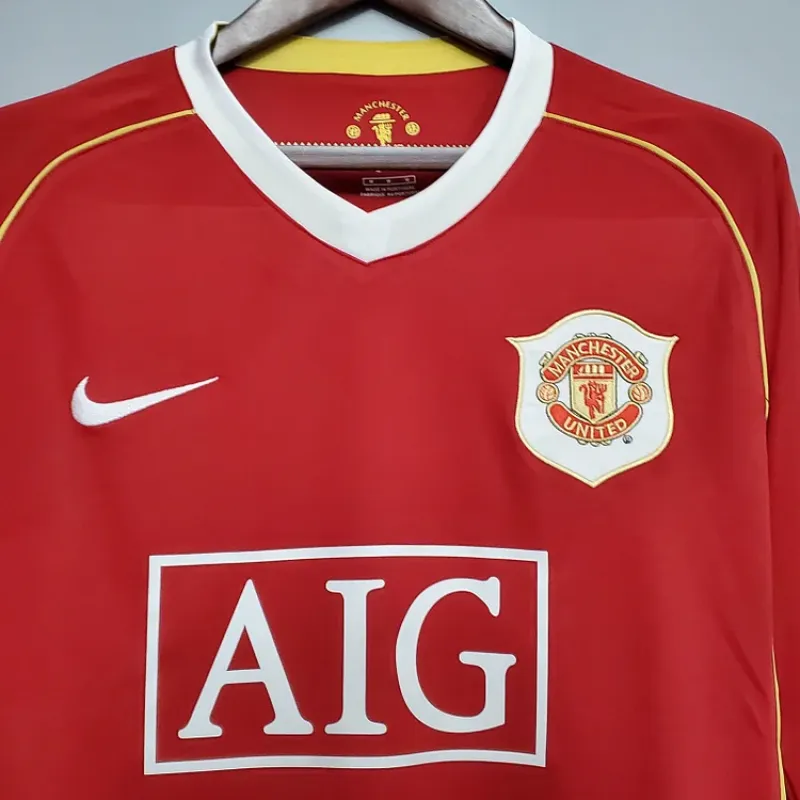 2006-2007 Retro Long Sleeve Manchester United Home Football Shirt 1:1 Thai Quality