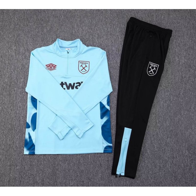 2023/2024 West Ham United Half-Pull Training Suit Light Blue Football Shirt 1:1 Thai Quality Set
