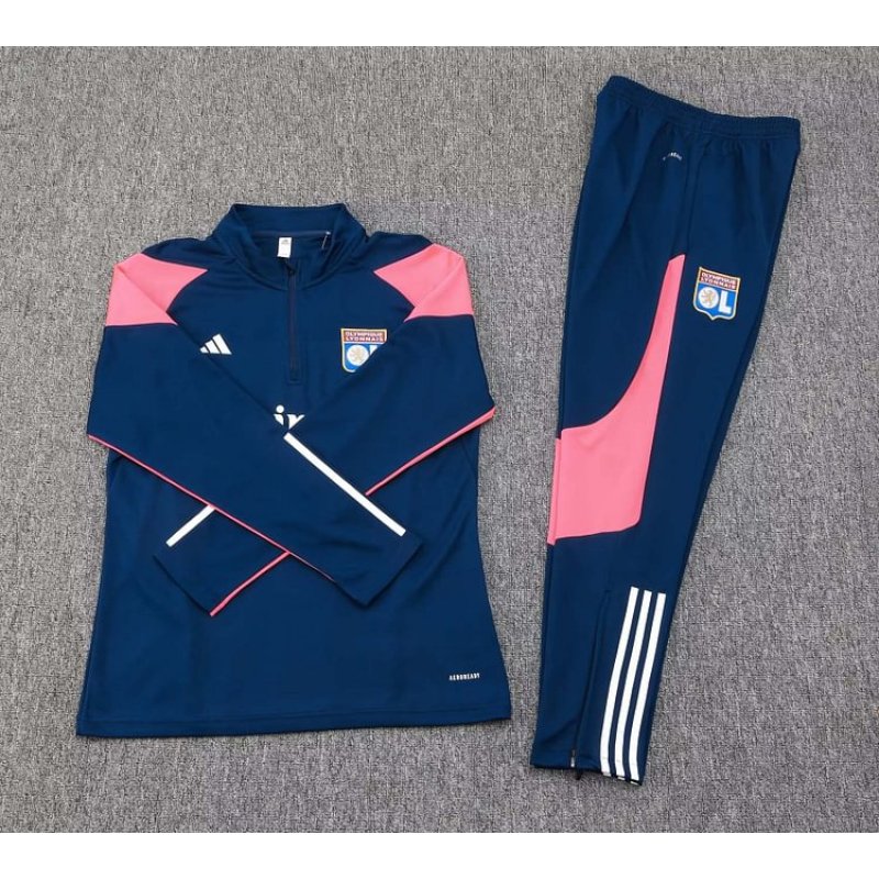 2023/2024 Lyon Half-Pull Training Suit Royal blue Football Shirt Set