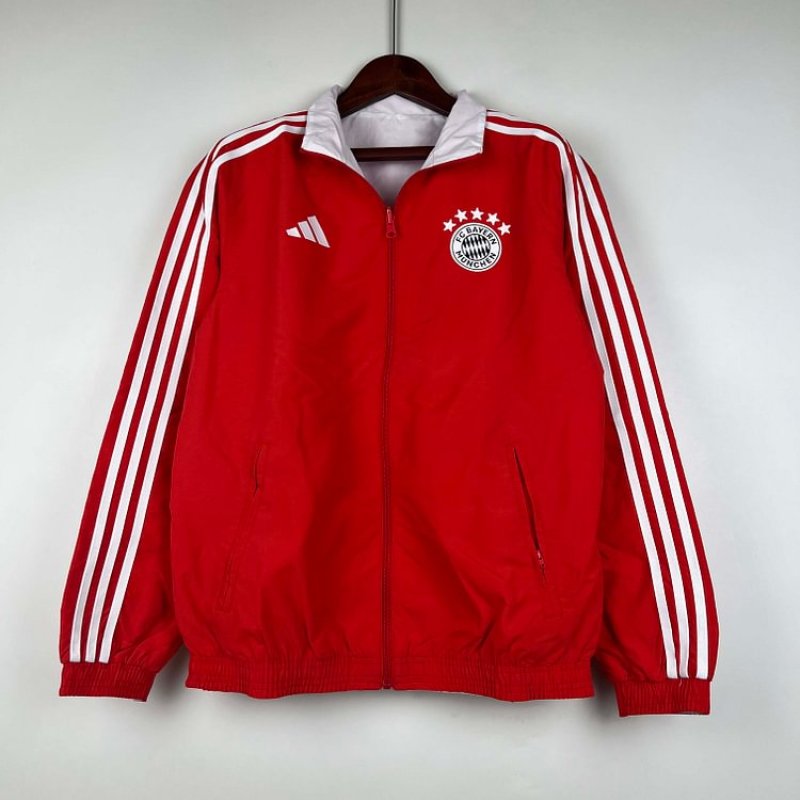 2023-2024 Bayern Munich Reversible Windbreaker Red-whiteSoccer Jersey 1:1 Thai Quality