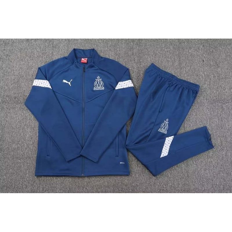 2023/2024 Olympique de Marseille Long Zip Jacket Dark Blue Football Jersey Set