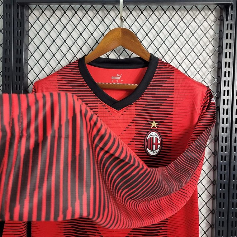2023/2024 Long Sleeve AC Milan Home Football Shirt 1:1 Thai Quality