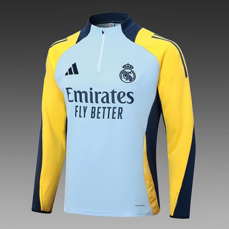 24/25 Real Madrid half-pulled training suit Light Gray Jersey