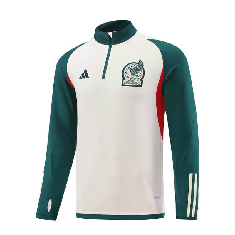 2023 Mexico Half-Pull Training Suit White - Green Soccer Jersey Set