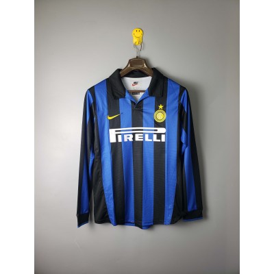 1998/1999 Retro Long Sleeve Internazionale Milan Home Football Jersey 1:1 Thai Quality