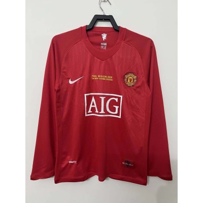 2007-2008 Retro Long Sleeve Manchester United Home Football Shirt 1:1 Thai Quality
