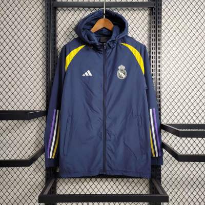 2023/2024 Real Madrid Windbreaker Hooded Jersey Royal Blue
