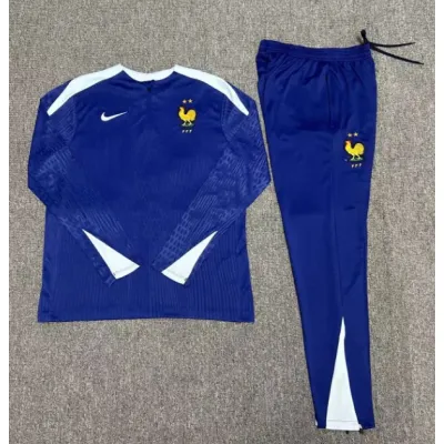2022 France Half-Pull Training Suit Royal Blue Football Shirt Set