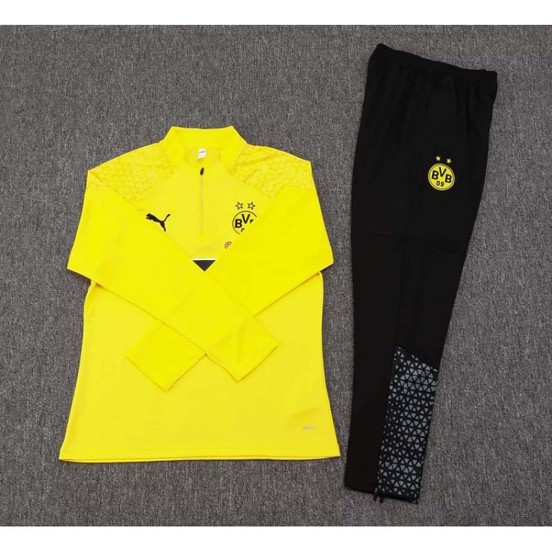 2023/2024 Dortmund Half-Pull Training Suit Yellow Football Shirt 1:1 Thai Quality Set
