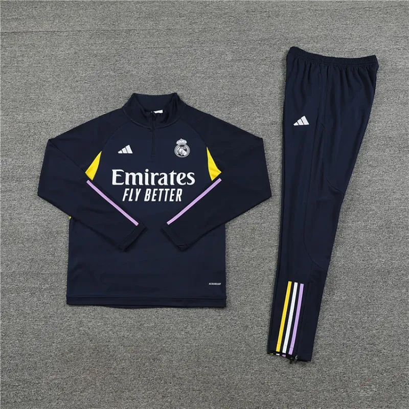 2023/2024 Real Madrid Half-Pull Training Suit Royal Blue Football Shirt 1:1 Thai Quality