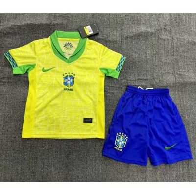2024 Brazil Home Football Shirt 1:1 Thai Quality Kids Size