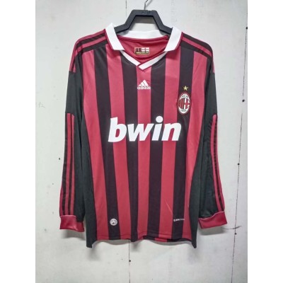 2009/2010 Retro Long Sleeve AC Milan Home Football Shirt 1:1 Thai Quality