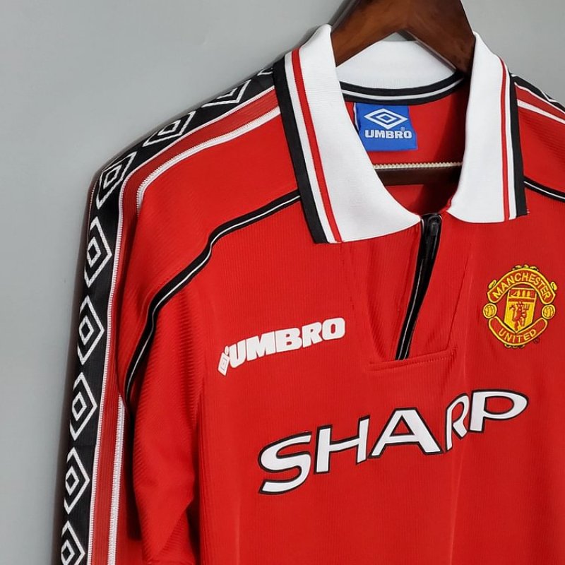 1998-1999 Retro Long Sleeve Manchester United Home Football Shirt 1:1 Thai Quality