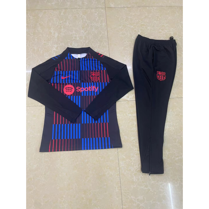 24/25 Barcelona half-training suit red and blue jersey set